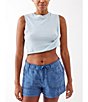 Color:Sterling Blue - Image 1 - Knit Washed Sleeveless Crop Top