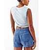 Color:Sterling Blue - Image 2 - Knit Washed Sleeveless Crop Top