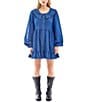 BDG Urban Outfitters Long Sleeve Button Front Denim Collar Dress, Color:Blue - Image 1