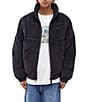 Color:Black - Image 1 - Long Sleeve Out Corduroy Puffer Jacket