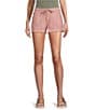 Color:Pink - Image 1 - Mid Rise 5 Pocket Linen Shorts