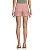 Color:Pink - Image 2 - Mid Rise 5 Pocket Linen Shorts