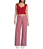 BDG Urban Outfitters Mid Rise Gingham Straight Leg Woven Pants, Color:Red - Image 3
