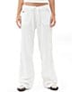 Color:White - Image 1 - Mid Rise Linen 5-Pocket Pants