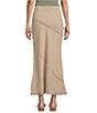 Color:Dark Sand - Image 2 - Mid Rise Linen Blend Seam Maxi Skirt