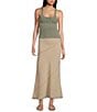 Color:Dark Sand - Image 3 - Mid Rise Linen Blend Seam Maxi Skirt