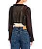 Color:Black - Image 2 - Ophelia Long Sleeve Woven Tie Front Cropped Blouse