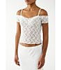 Color:White - Image 1 - Rhia Lace Off-The-Shoulder Short Sleeve Top