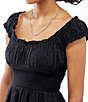 Color:Black - Image 4 - Rosie Prairie Cap Sleeve Smocked Waist Romper