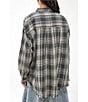 Color:Black - Image 2 - Sadie Plaid Print Raw Hem Button Front Flannel Shirt