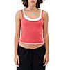 Color:Red - Image 1 - Scoop Neck Double Layer Knit Tank Top