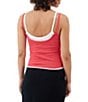 Color:Red - Image 2 - Scoop Neck Double Layer Knit Tank Top