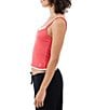 Color:Red - Image 3 - Scoop Neck Double Layer Knit Tank Top