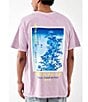 Color:Washed Pink - Image 1 - Short Sleeve Floral Hokusai T-Shirt