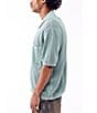 Color:Turquoise - Image 3 - Short Sleeve Knit Texture Shirt