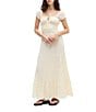 BDG Urban Outfitters Sienna Cap Sleeve Long Dress, Color:Buttermilk - Image 1