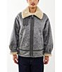 BDG Urban Outfitters Vintage Longline Faux Leather Shearling Aviator Jacket, Color:Grey - Image 4