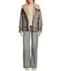 BDG Urban Outfitters Vintage Longline Faux Leather Shearling Aviator Jacket, Color:Grey - Image 5