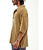 Color:Camel - Image 3 - Woven Mini Check Short Sleeve Button Front Shirt