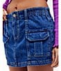 Color:Vintage Denim - Image 1 - Y2K Low Rise Denim Cargo Skirt