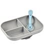 BEABA Divided Silicone Plate and Spoon Feeding Set, Color:Cloud - Image 1