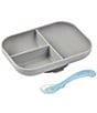 Color:Cloud - Image 2 - Divided Silicone Plate and Spoon Feeding Set