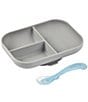 BEABA Divided Silicone Plate and Spoon Feeding Set, Color:Cloud - Image 2