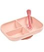 Color:Blush - Image 1 - Divided Silicone Plate and Spoon Feeding Set