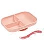BEABA Divided Silicone Plate and Spoon Feeding Set, Color:Blush - Image 2