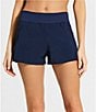 Color:Admiral - Image 1 - April Solid Stretch Woven Swim Shorts