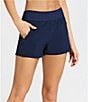 Color:Admiral - Image 2 - April Solid Stretch Woven Swim Shorts