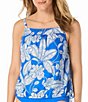Beach House Coastal Bloom Audrey Adjustable Tie Side Blouson Tankini Swim Top - Image 6