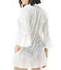 Color:White - Image 2 - Crochet Soleil Vanessa Zip Front Bell Sleeve Swim Cover Up