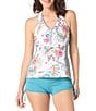 Beach House Endless Summer Zip Front Racerback Tankini Swim Top & Solid Blake Adjustable Side Tie Swim Short Bottom - Image 1