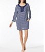 Color:Admiral - Image 1 - Faye Stripe Long Sleeve Swim Cover-Up Tunic