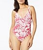 Color:Rose - Image 1 - Lola Printed Soft Pique V-Neck Tummy Control One Piece Swimsuit