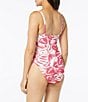 Color:Rose - Image 2 - Lola Printed Soft Pique V-Neck Tummy Control One Piece Swimsuit