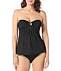 Beach House Pique Solids Isabella Front Ring Underwire Bandeau Tankini Swim Top - Image 3