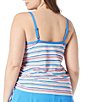 Beach House Plus Size Bridget Resort Stripe Pique Texture Side Shirred Underwire Tankini Swim Top, Color:Multi - Image 2