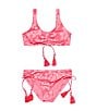 Color:Papaya - Image 1 - Big Girls 7-16 Floral-Printed Bralette Top & Hipster Bottom Two-Piece Swimsuit