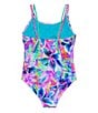 Color:Multi - Image 2 - Big Girls 7-16 Neon Tropical Printed One-Piece Swimsuit