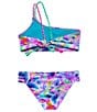 Color:Multi - Image 2 - Big Girls 7-16 Printed One-Shoulder Halter Top & Hipster Bottom Two-Piece Swimsuit