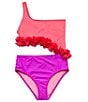 Color:Papaya - Image 1 - Big Girls 7-16 Rem Cup One Shoulder Cutout One Piece Swimsuit