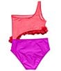 Color:Papaya - Image 2 - Big Girls 7-16 Rem Cup One Shoulder Cutout One Piece Swimsuit