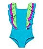 Color:Moonstone - Image 1 - Big GIrls 7-16 Ruffled-Shoulder One-Piece Swimsuit