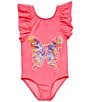 Color:Papaya - Image 1 - Little Girls 2T-7 Butterfly Ruffle One-Piece Swimsuit
