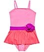 Color:Punch - Image 1 - Little Girls 2T-7 Rosette Skirt One Piece Swimsuit