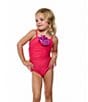 Beach Lingo Little Girls Sleeveless Rosette Trend One-Piece Swimsuit, Color:Strawberry - Image 3