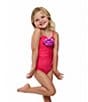 Beach Lingo Little Girls Sleeveless Rosette Trend One-Piece Swimsuit, Color:Strawberry - Image 5
