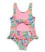 Color:Punch - Image 2 - Little Girls 2T-7 Tropical-Printed Rufle-Detailed One-Piece Swimsuit